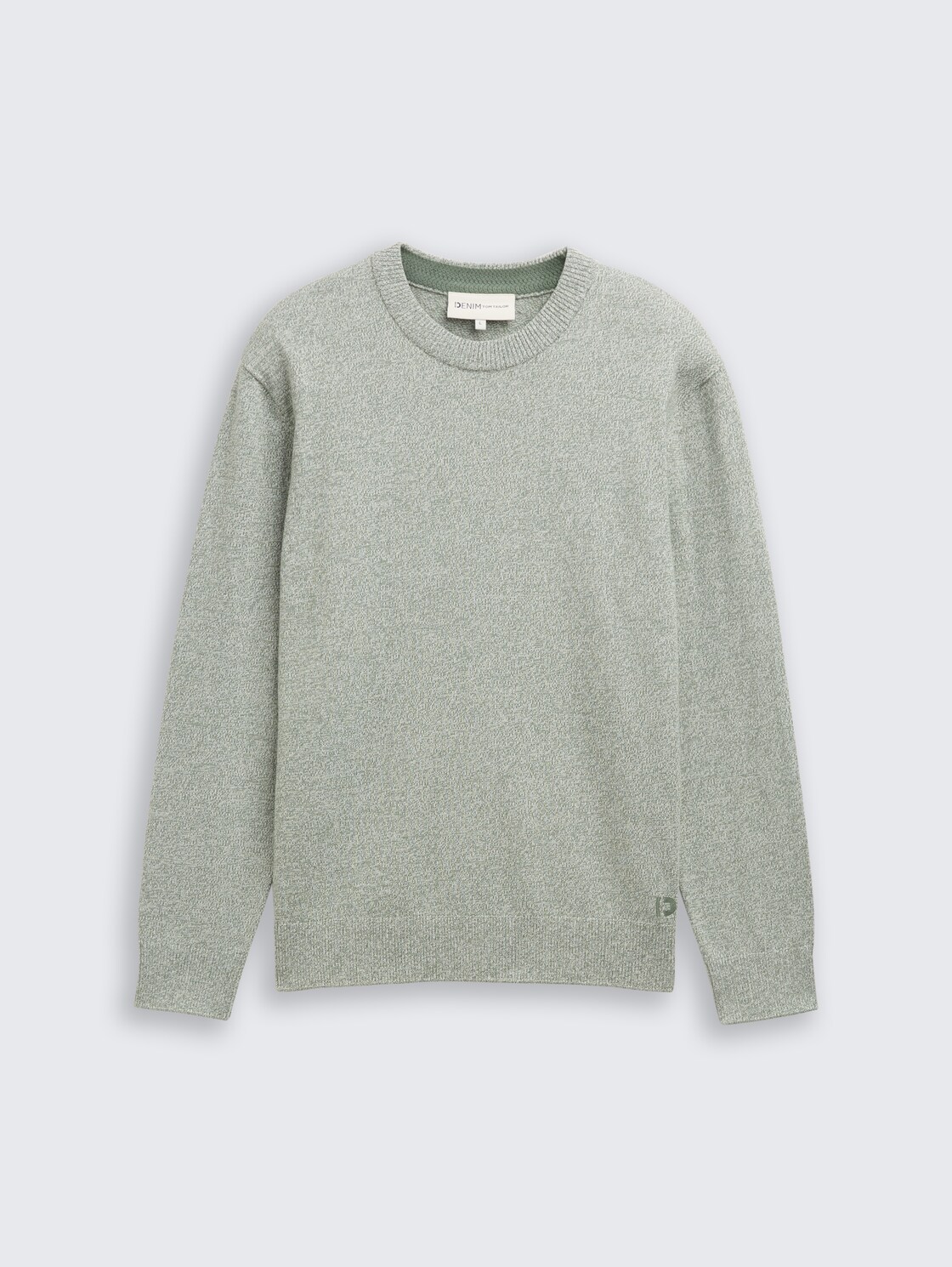 Basic Strickpullover aus Baumwolle - olive white mouline