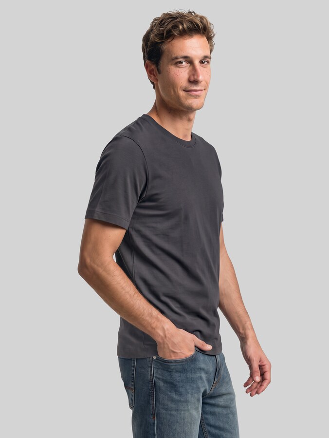 Piqué T-shirt met stretch door Men, Tarmac Grey