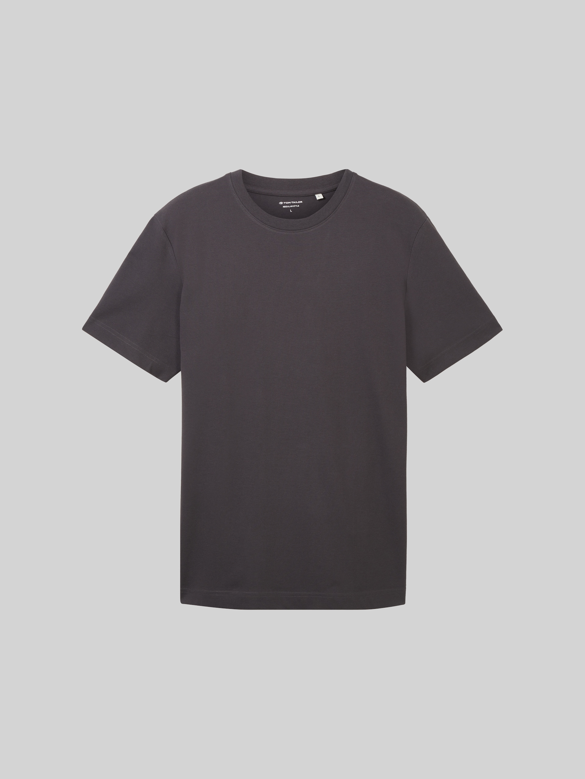 Piqué T-shirt with stretch - Tarmac Grey - Front product view