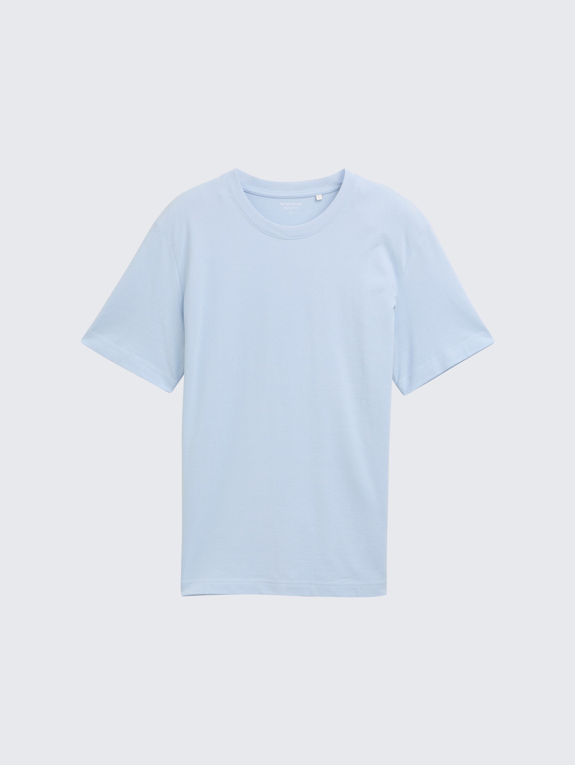 Piqué T-Shirt mit Stretch - Light Metal Blue - Vorder-Produkt-Ansicht