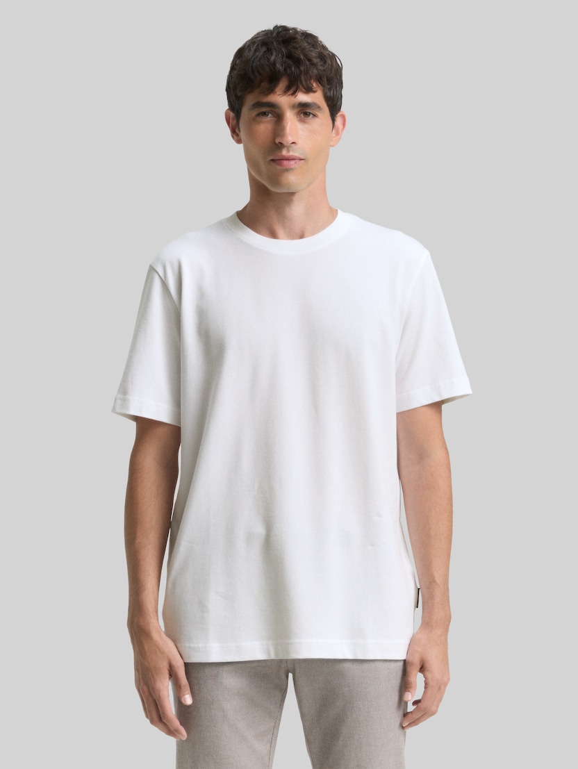 Piqué T-shirt met stretch door Men, White