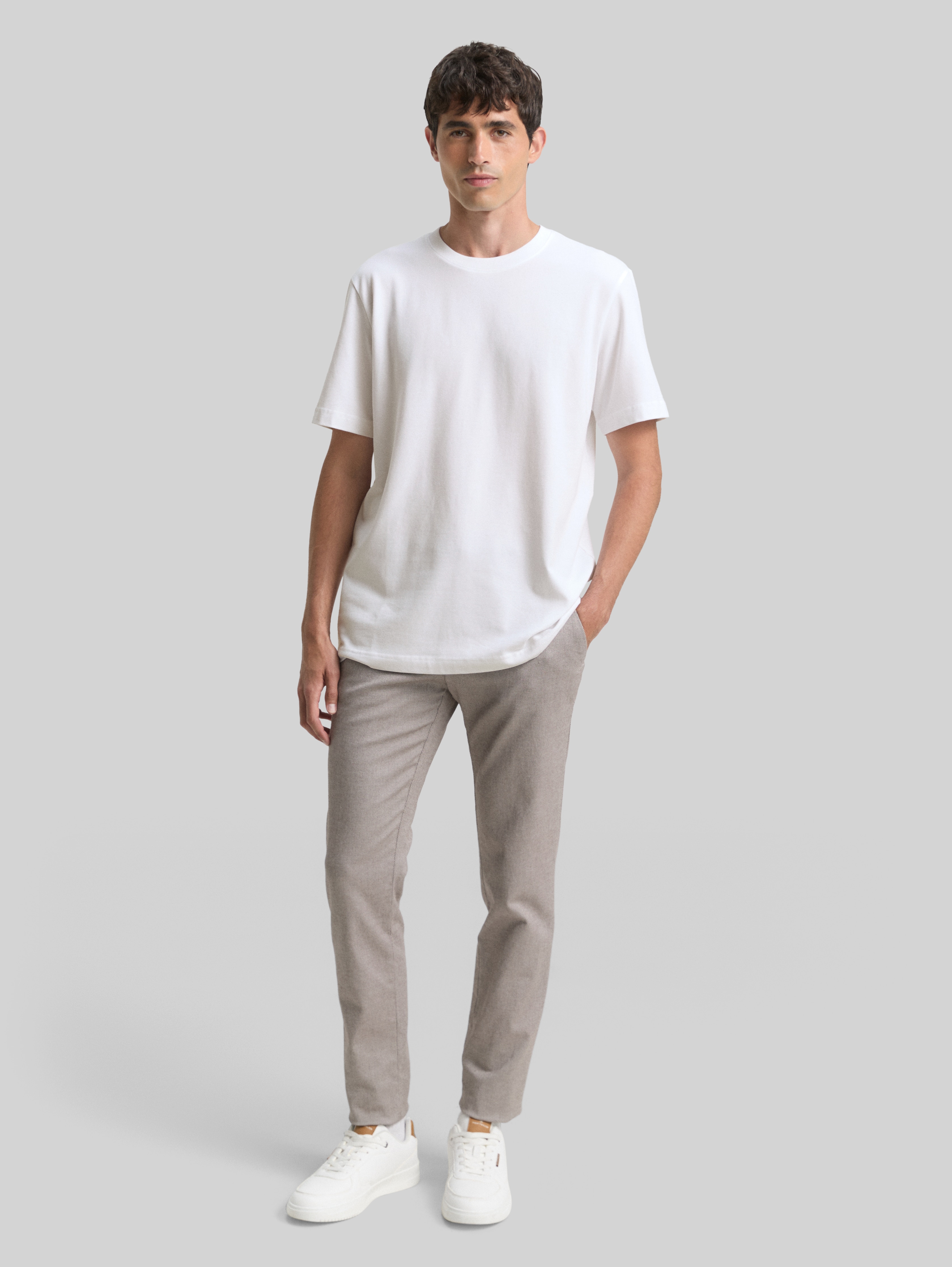 Stretch piqué T-shirt in white by Tom Tailor