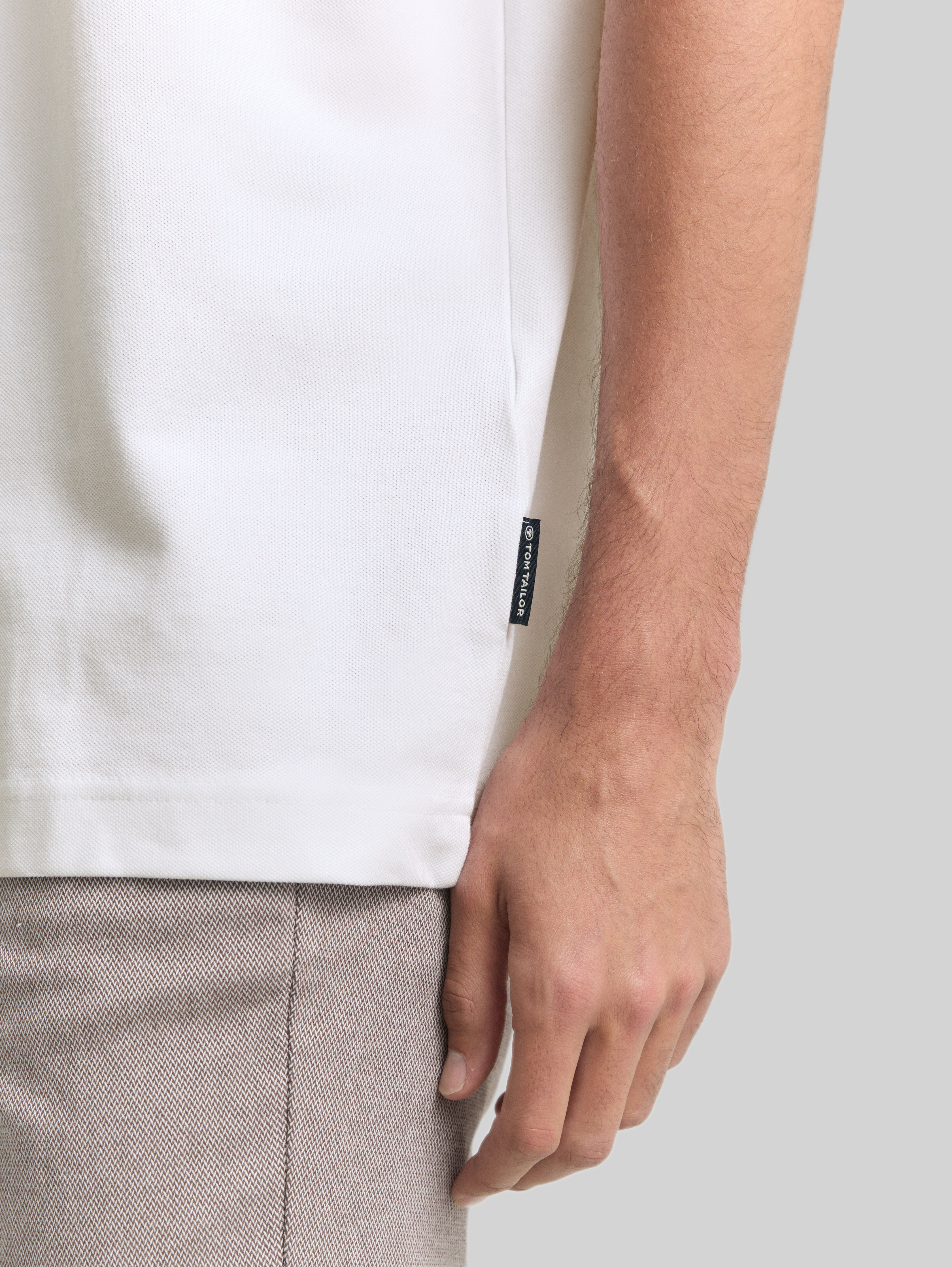 Stretch piqué T-shirt in white by Tom Tailor