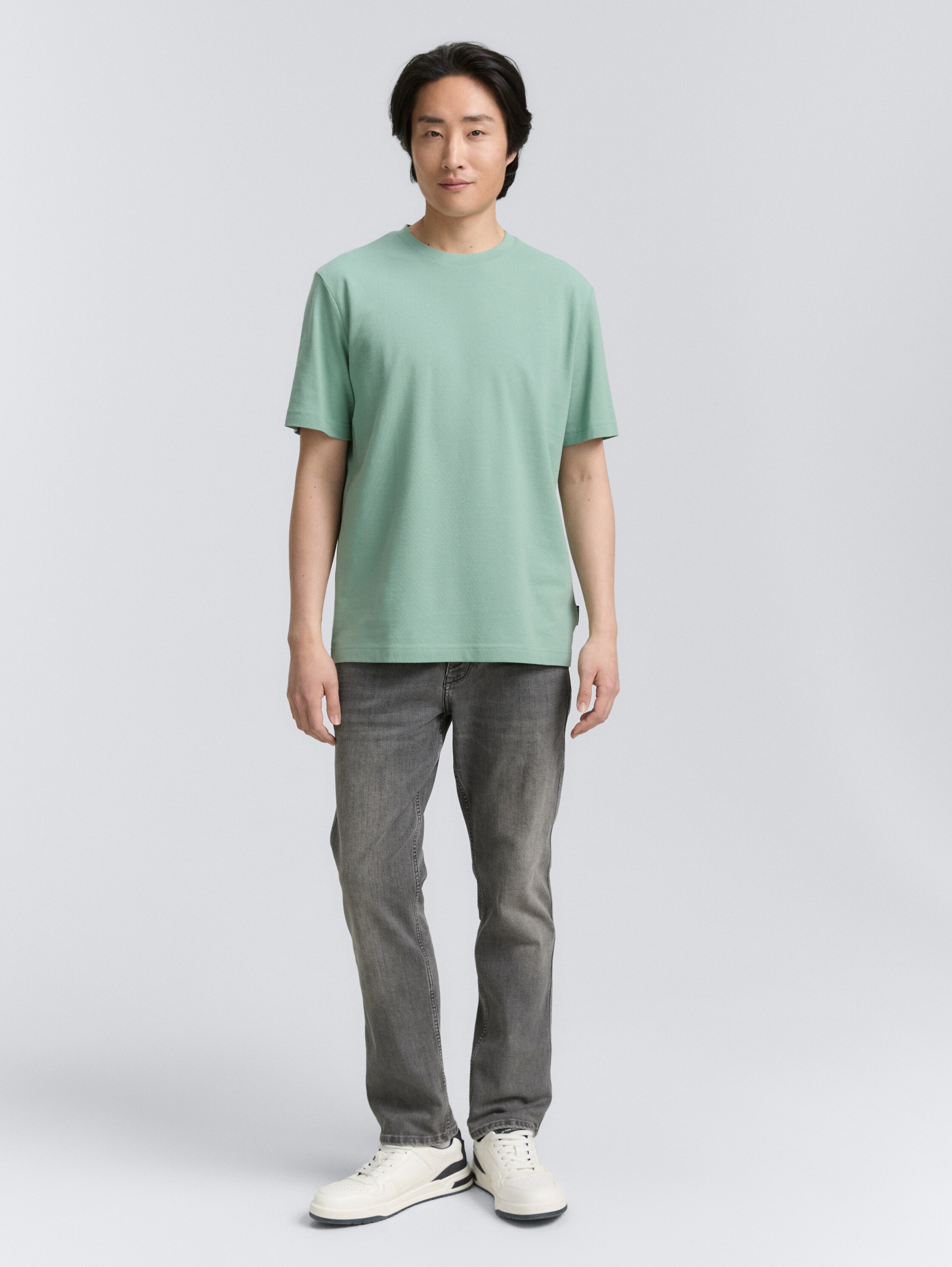 T-shirt met piqué structuur - dust_green - 