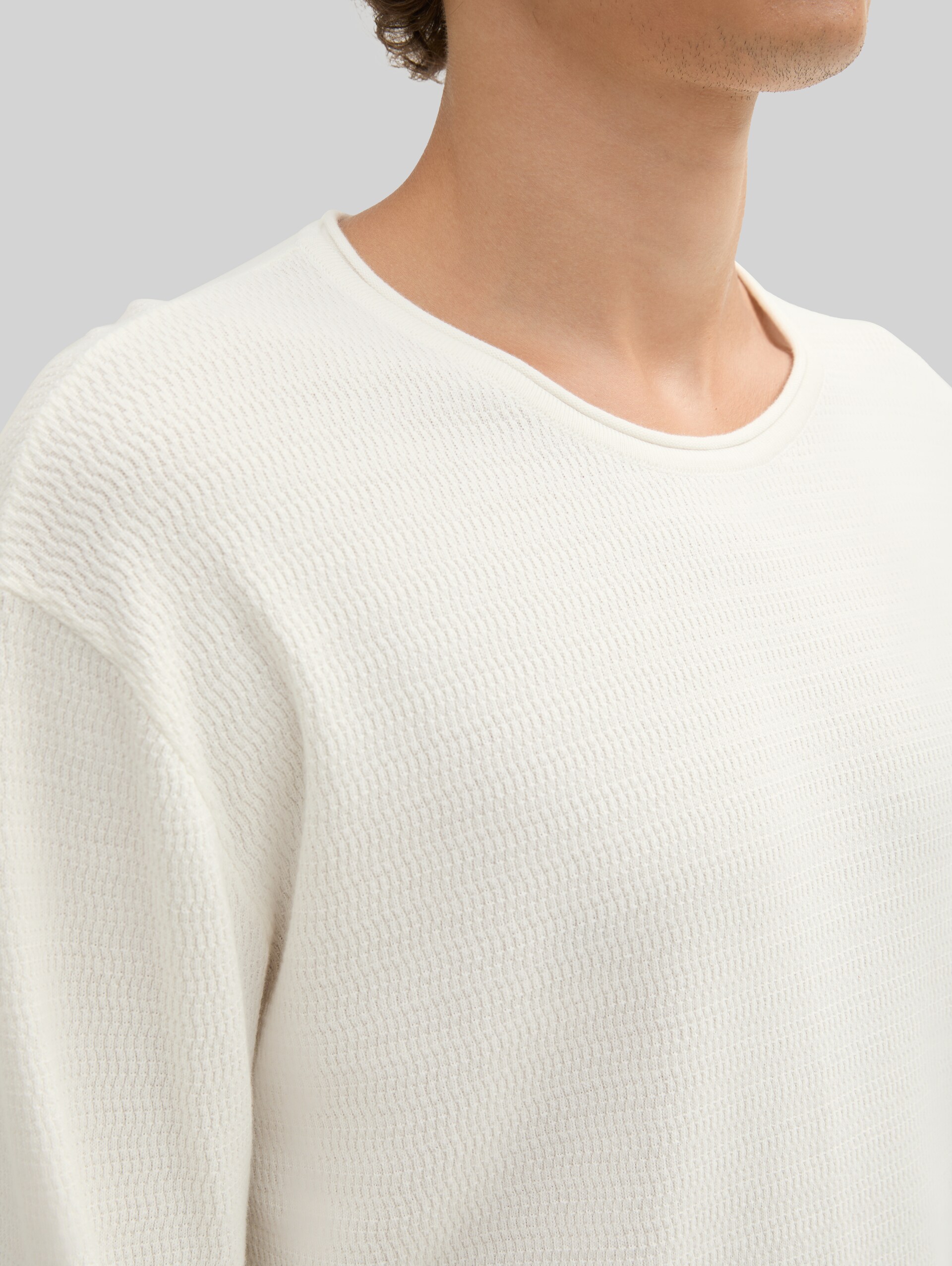 Cotton knit jumper - Wool White - Detail model view