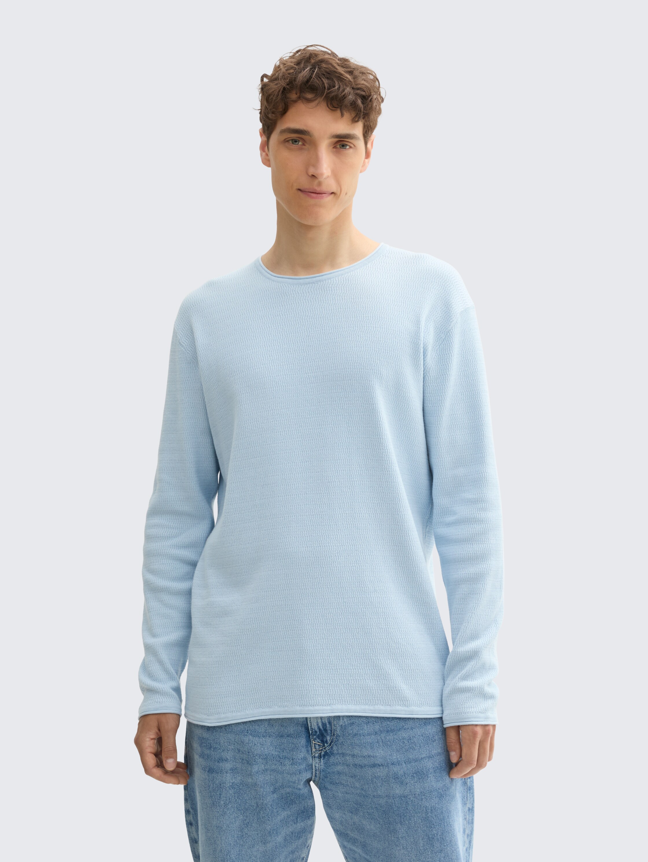 Gebreide trui van katoen - light_metal_blue - 