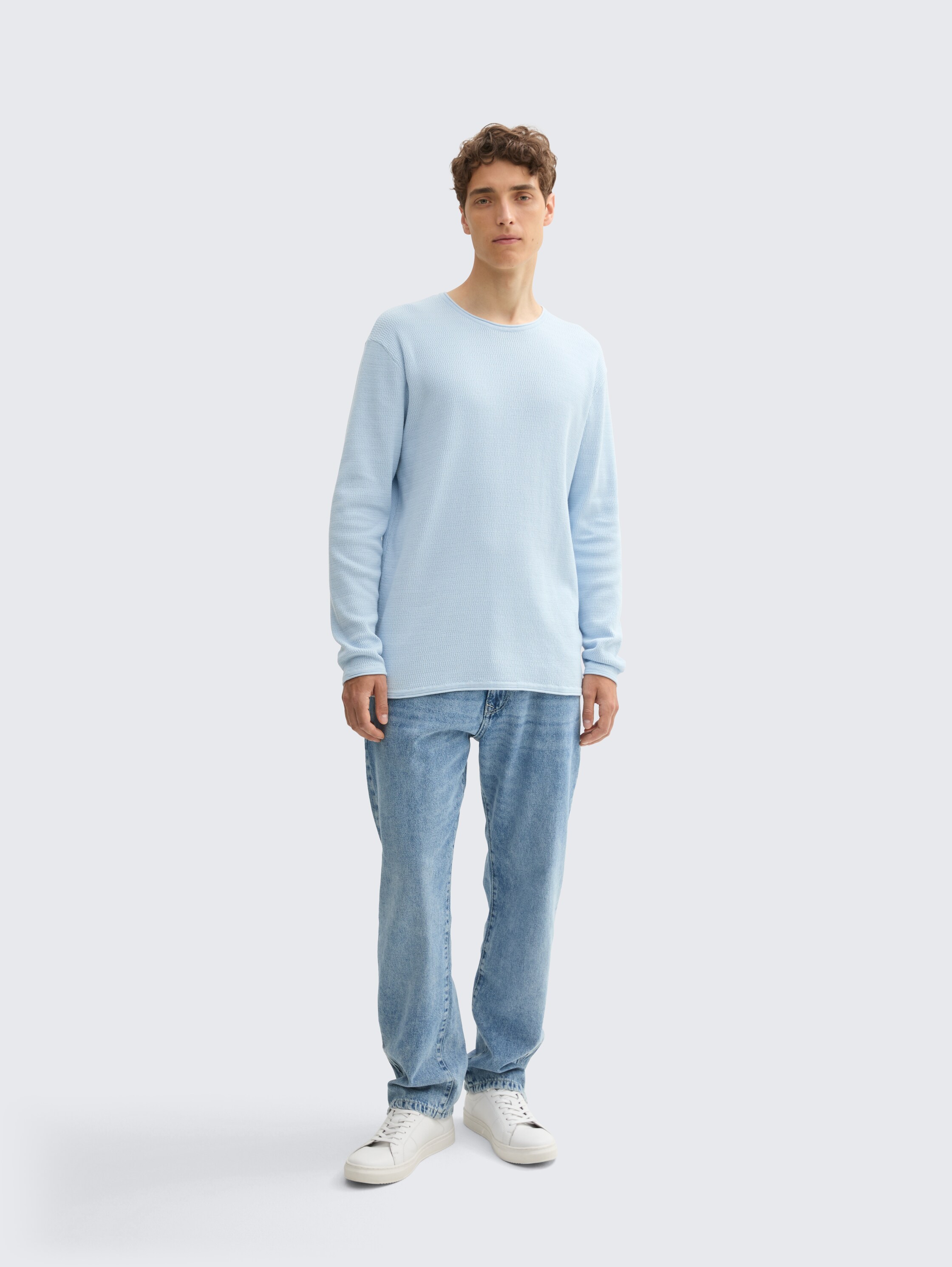 Gebreide trui van katoen - light_metal_blue - 