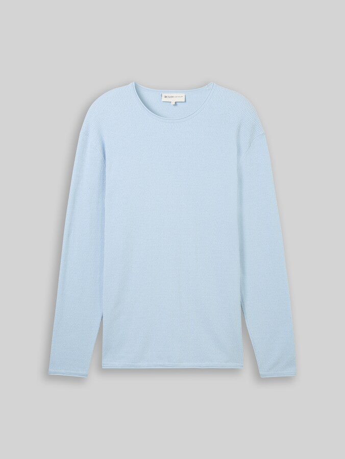 Gebreide trui van katoen door Denim Male, Light Metal Blue