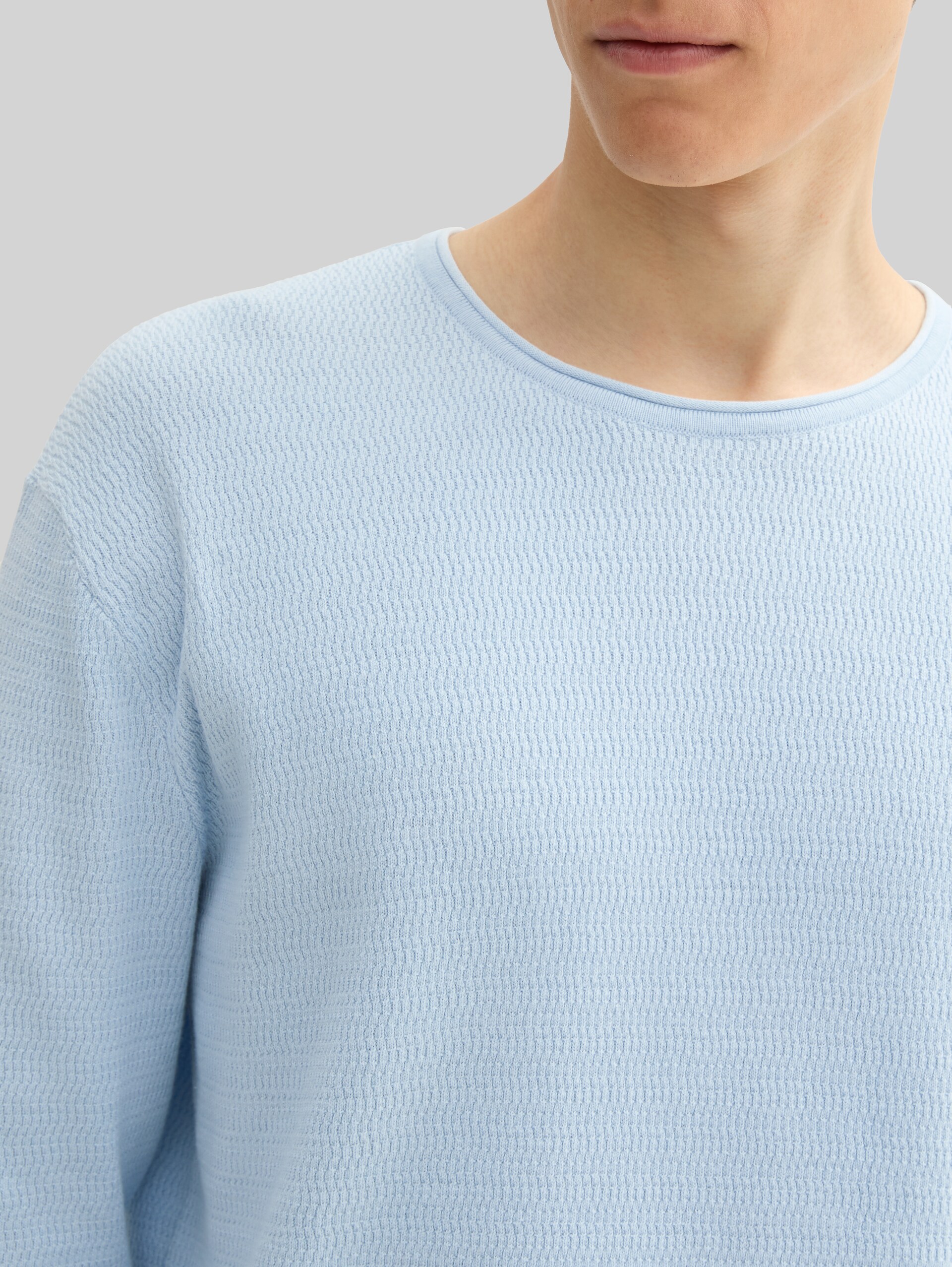 Cotton knit jumper - Light Metal Blue - Detail model view