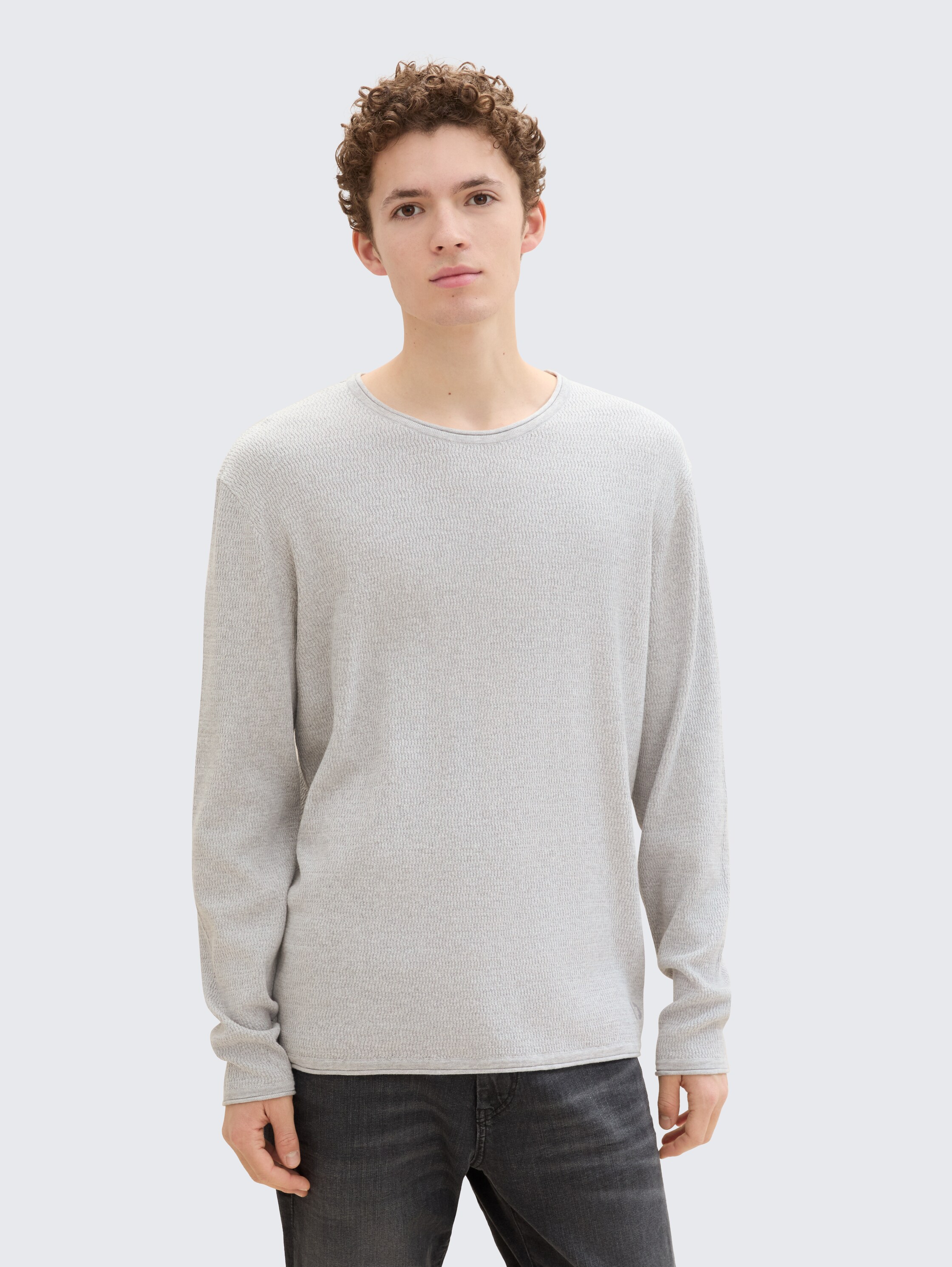 Gebreide trui van katoen - light_stone_grey_melange - 