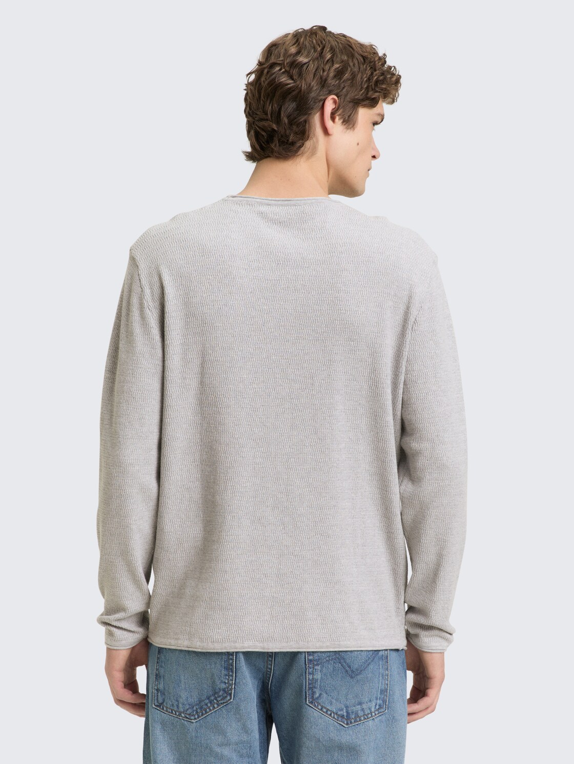 Strickpullover aus Baumwolle - Light Stone Grey Melange