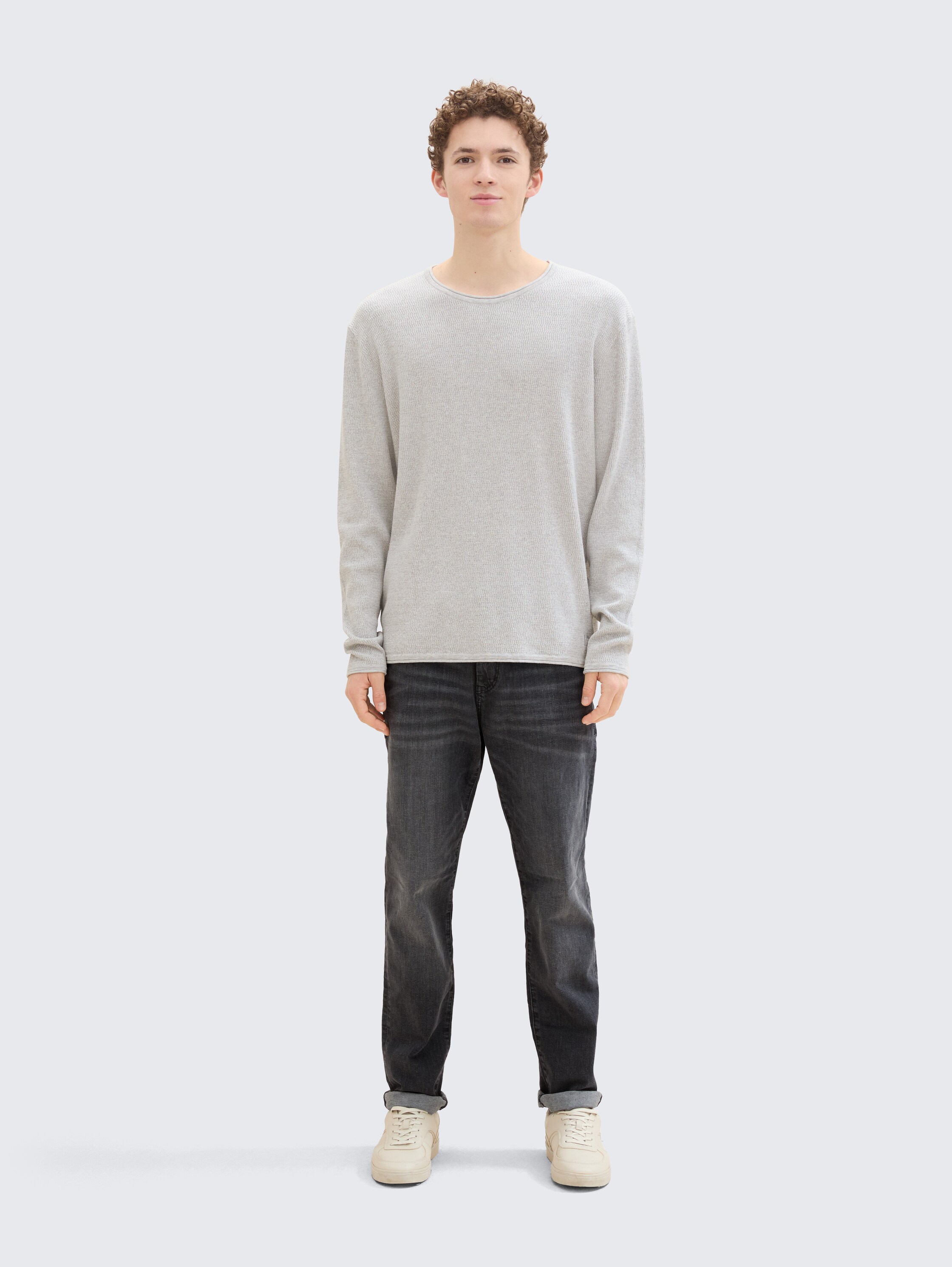 Gebreide trui van katoen - light_stone_grey_melange - 