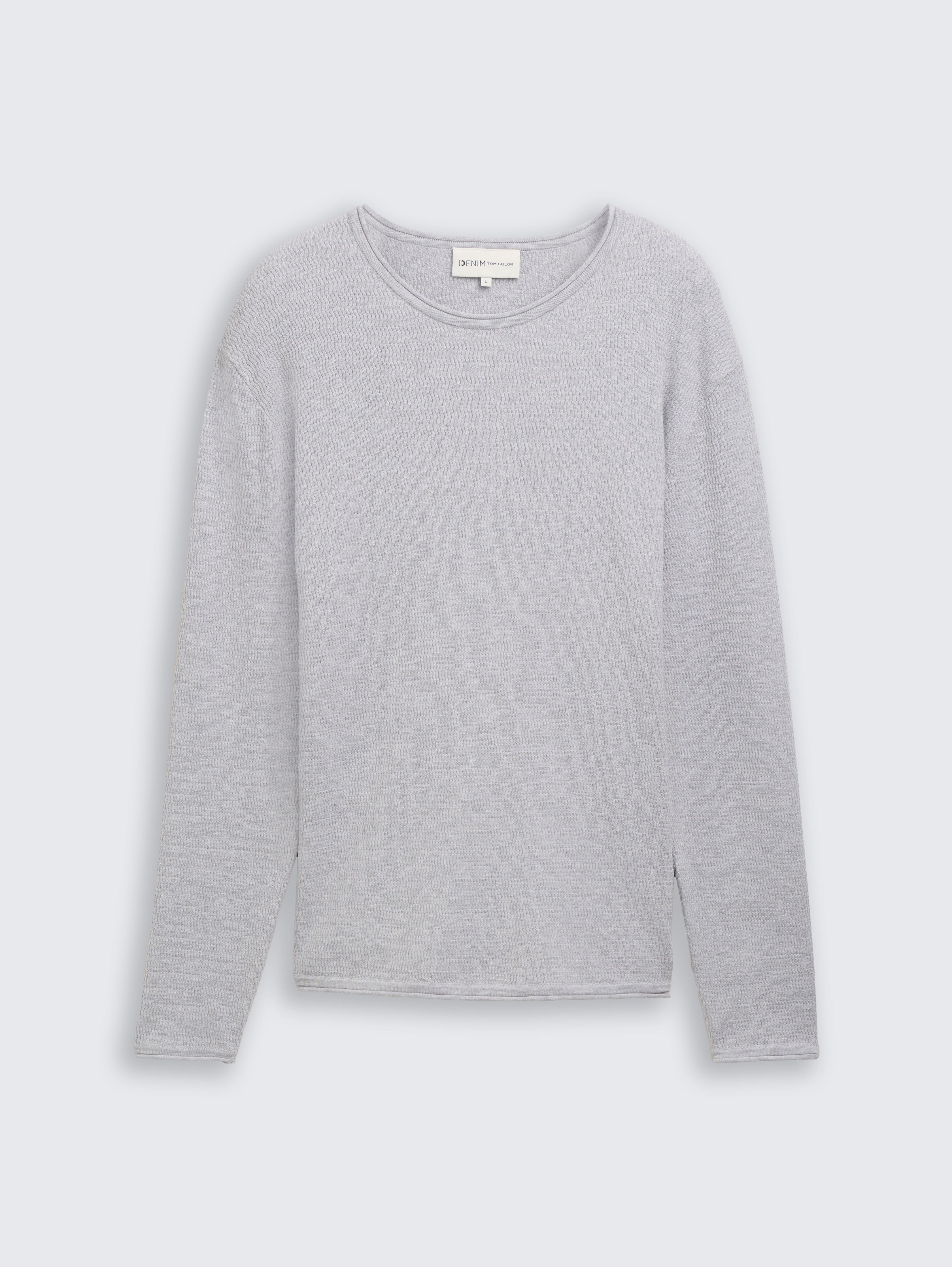 Strickpullover aus Baumwolle von Denim Male, Light Stone Grey Melange