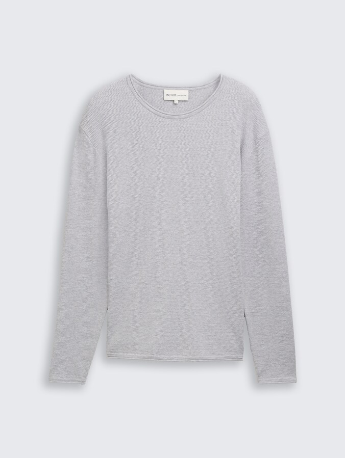 Strickpullover aus Baumwolle von Denim Male, Light Stone Grey Melange