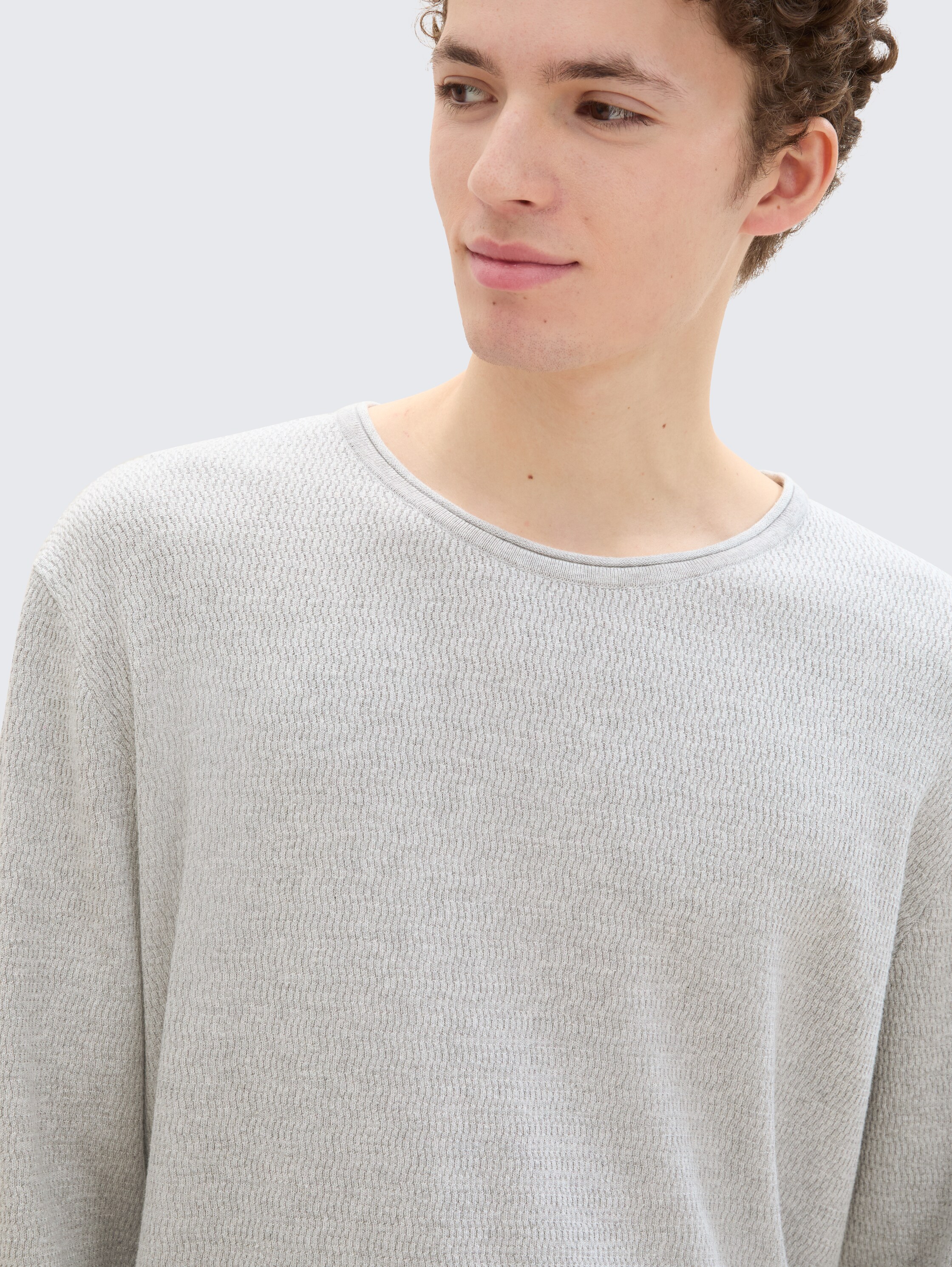 Gebreide trui van katoen - light_stone_grey_melange - 