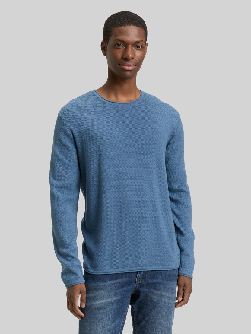 Gebreide trui van katoen door Denim Male, dusty denim blue