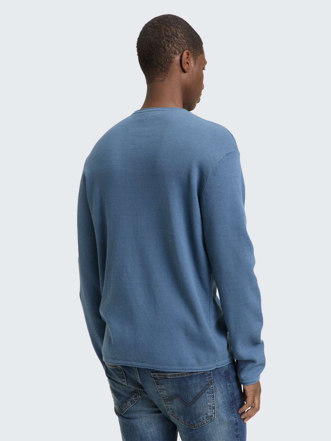 Strickpullover aus Baumwolle - dusty denim blue