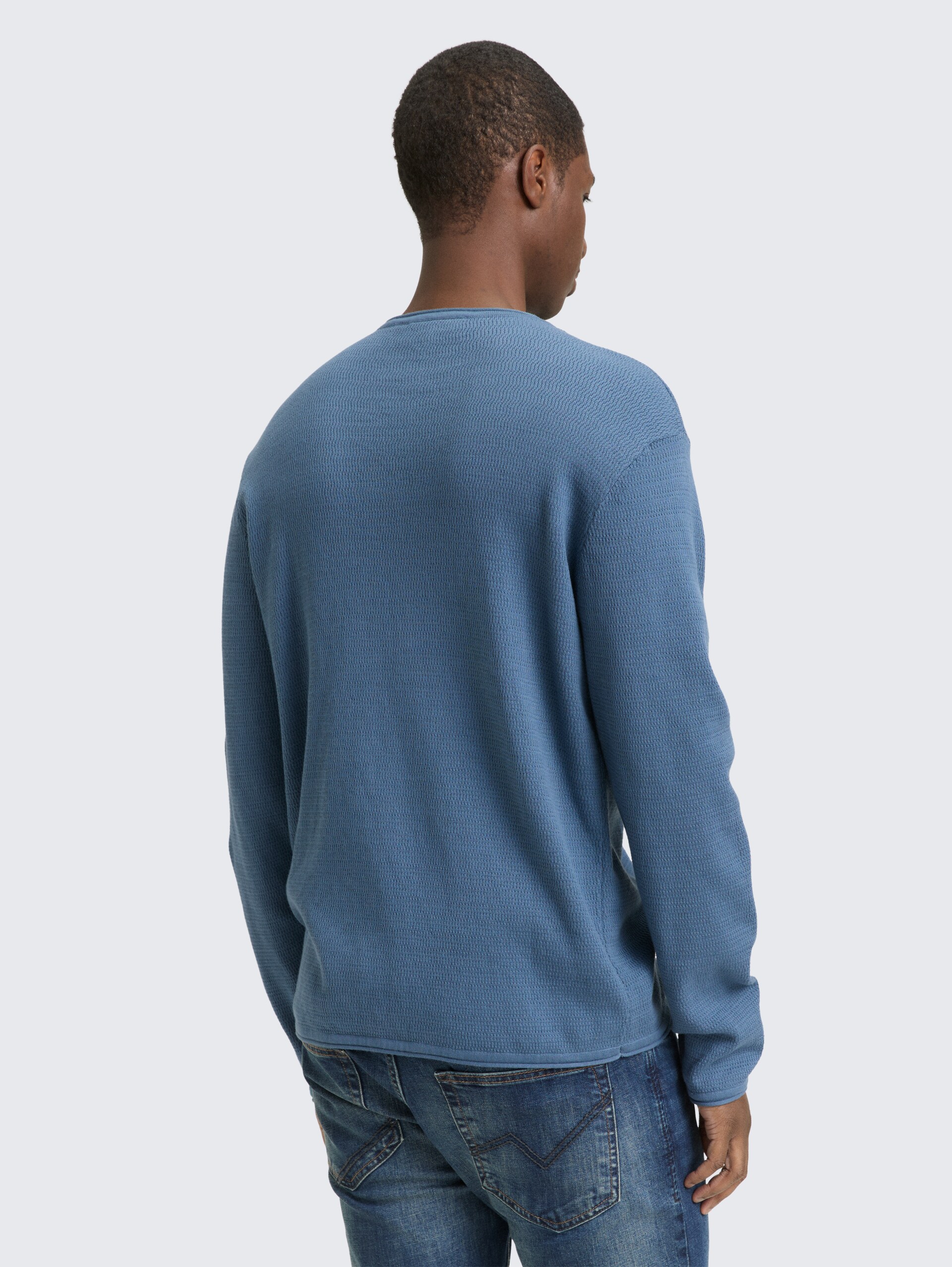 Strickpullover aus Baumwolle - dusty denim blue