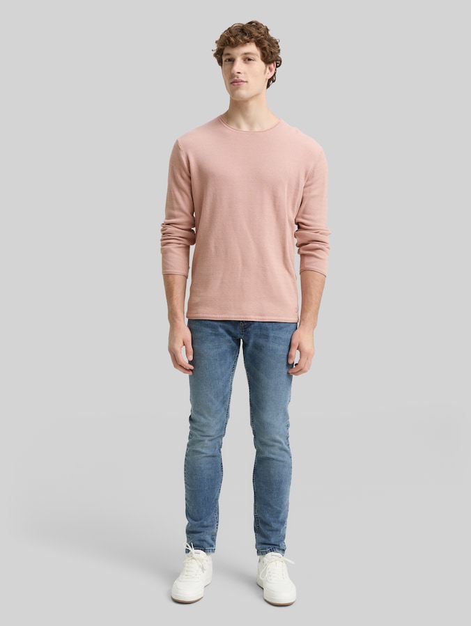 Cotton knitted jumper by Denim Male, smoky rose