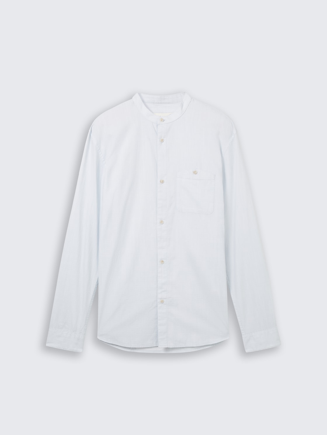 Basic Fit Hemd mit Stehkragen - light herringbone structure - Vorder-Produkt-Ansicht