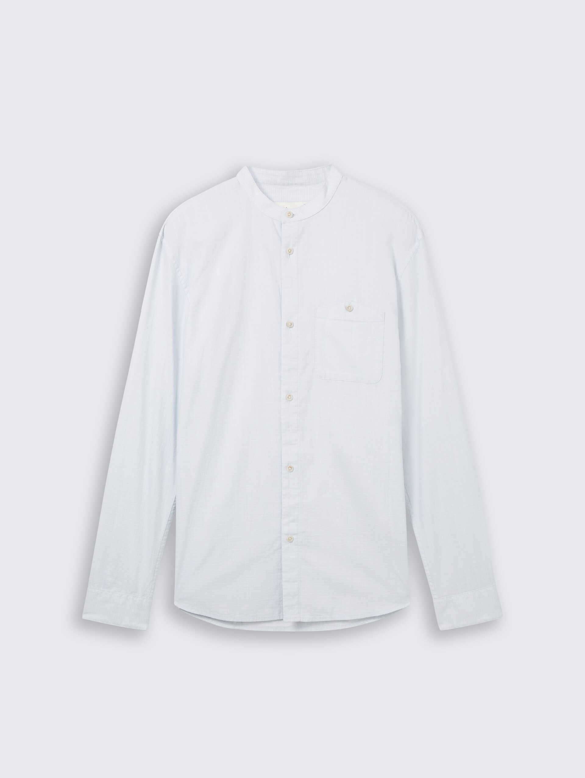 Basic Fit Hemd mit Stehkragen - light herringbone structure - Vorder-Produkt-Ansicht