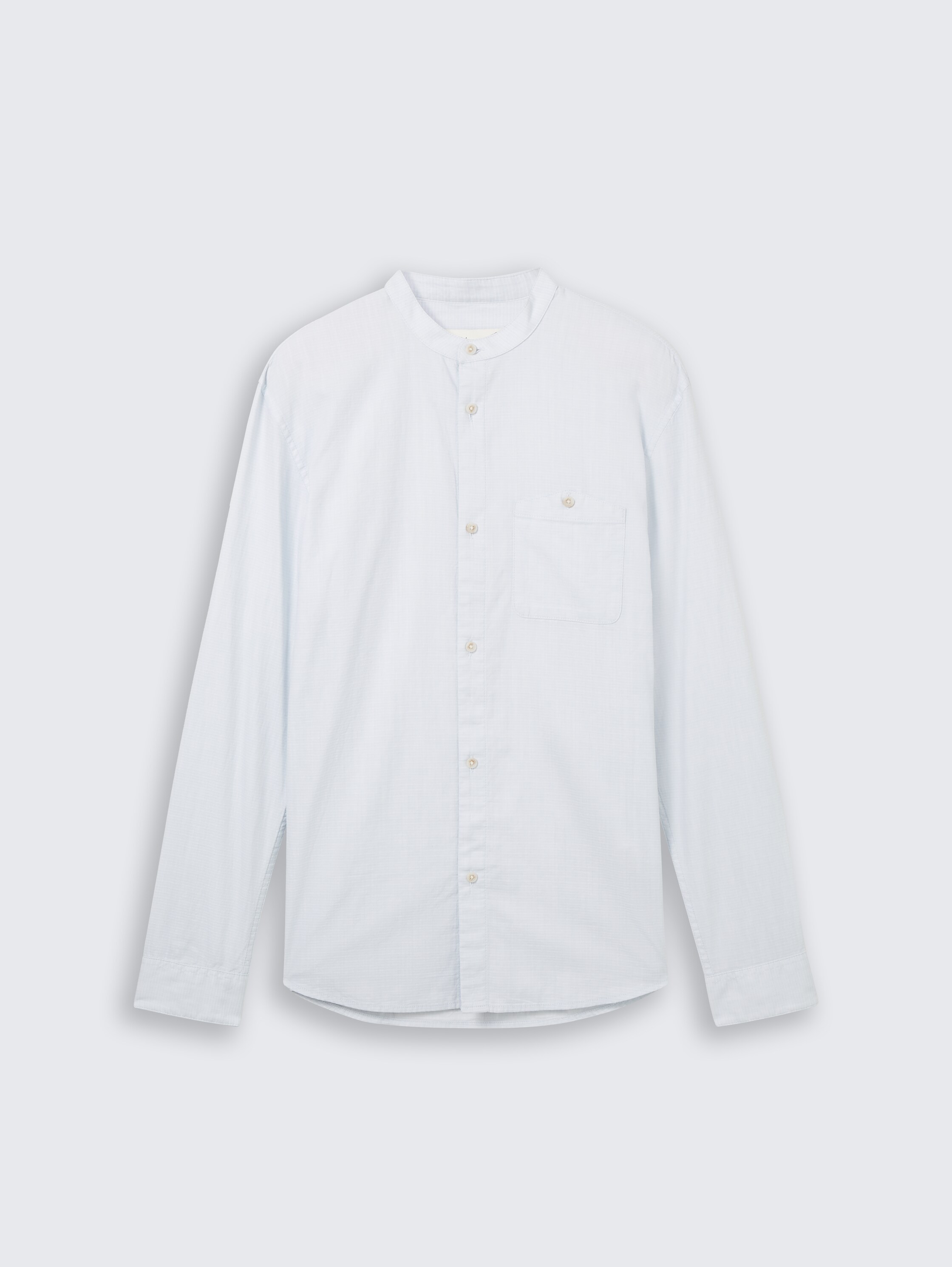 Basic Fit overhemd met opstaande kraag - light_herringbone_structure - 