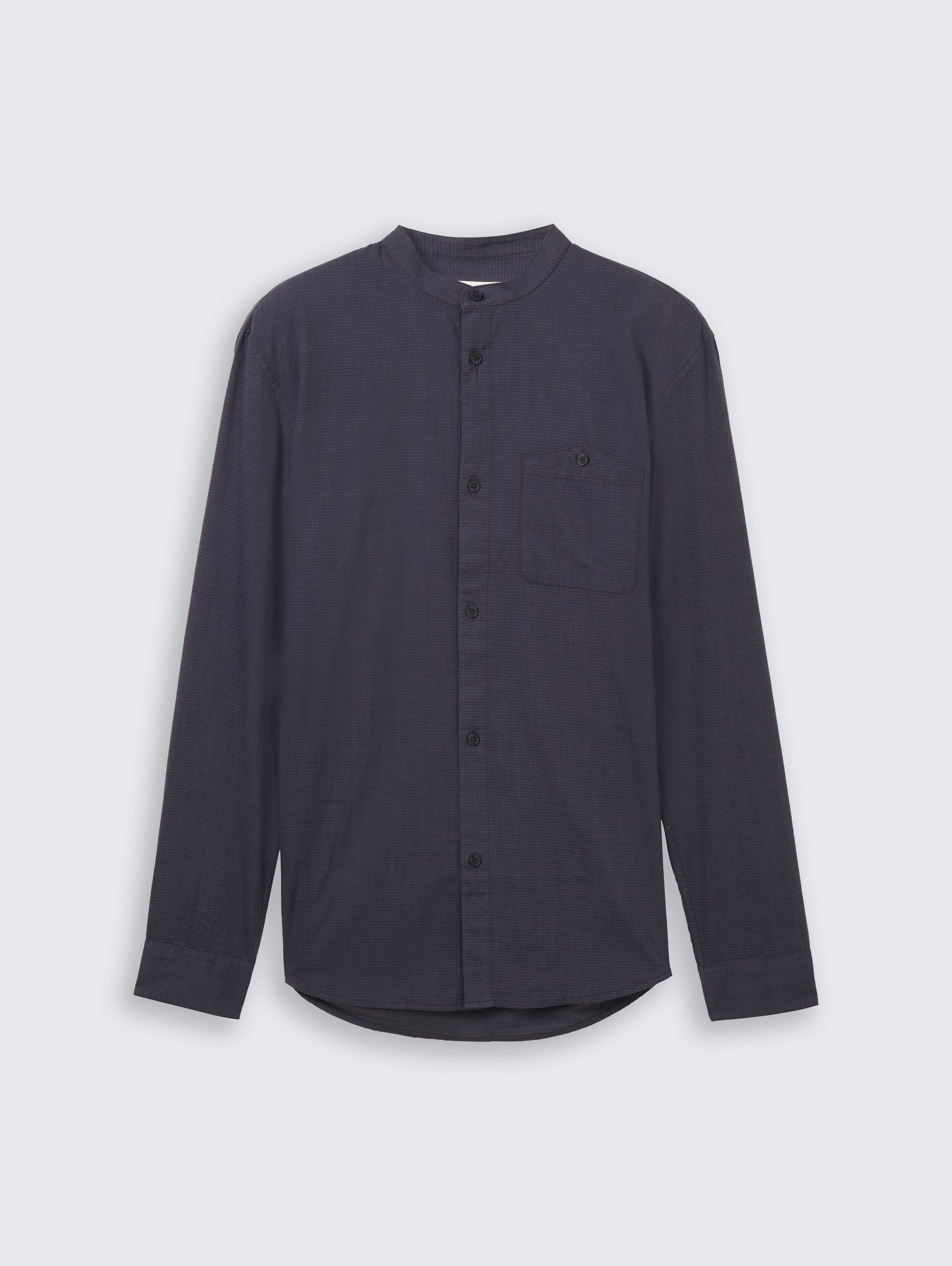 Basic Fit Hemd mit Stehkragen - navy herringbone structure - Vorder-Produkt-Ansicht