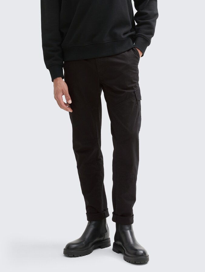 Regular tapered cargo trousers by Denim Male, Black