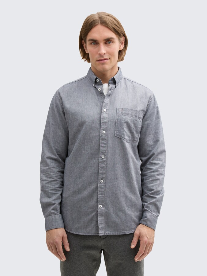 Regular Fit Hemd mit Brusttasche von Men, navy chambray