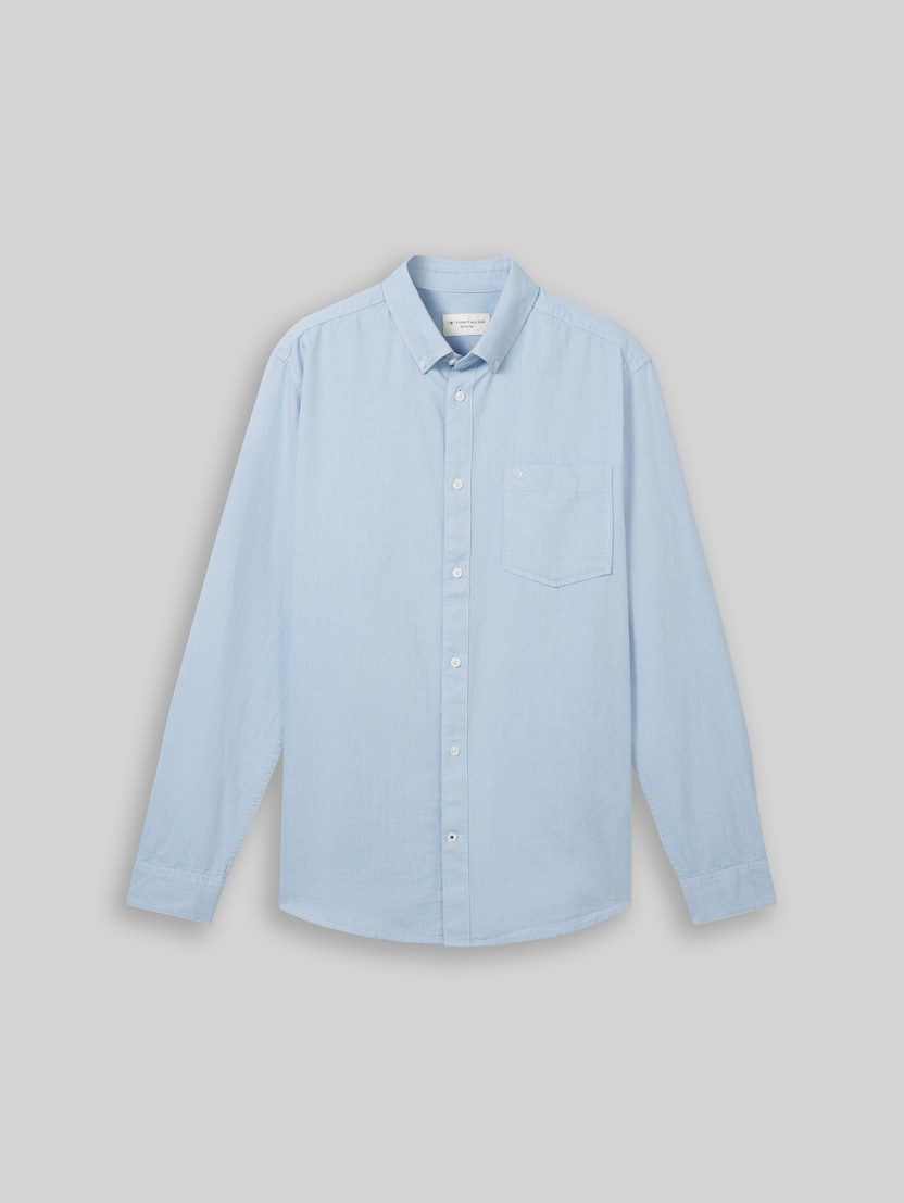 Regular-fit shirt with a breast pocket by Men, light blue chambray