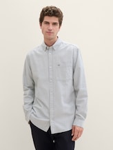 Chemise Regular Fit avec poche poitrine - white navy stripe - Découpe Vue de face du modèle