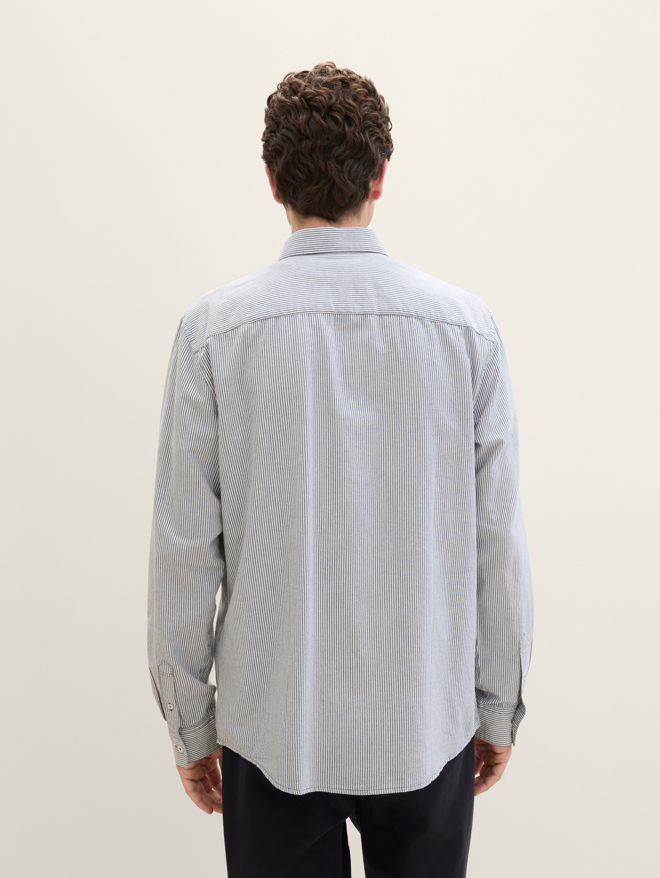 Regular fit overhemd met borstzak - white_navy_stripe - 