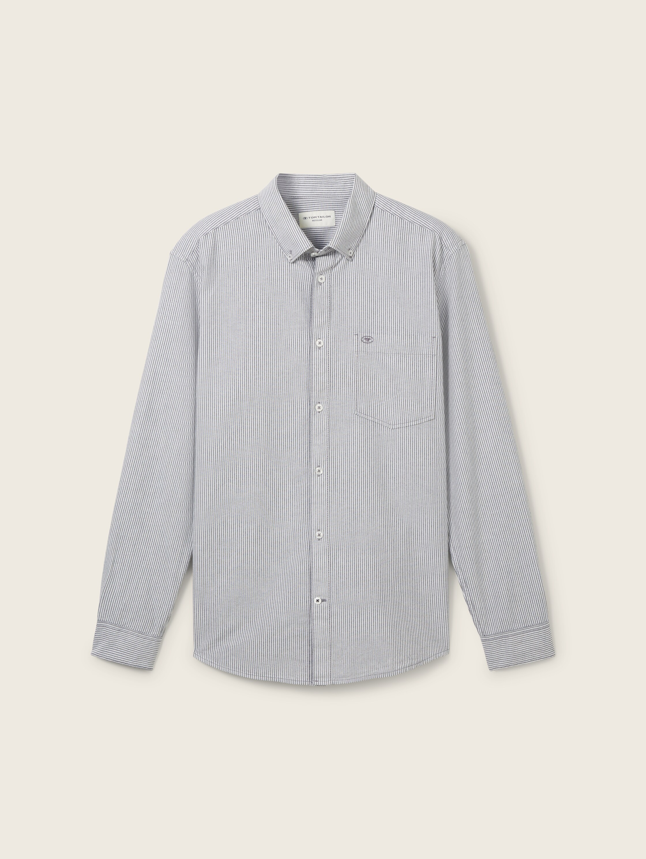 Regular fit overhemd met borstzak - white_navy_stripe - 