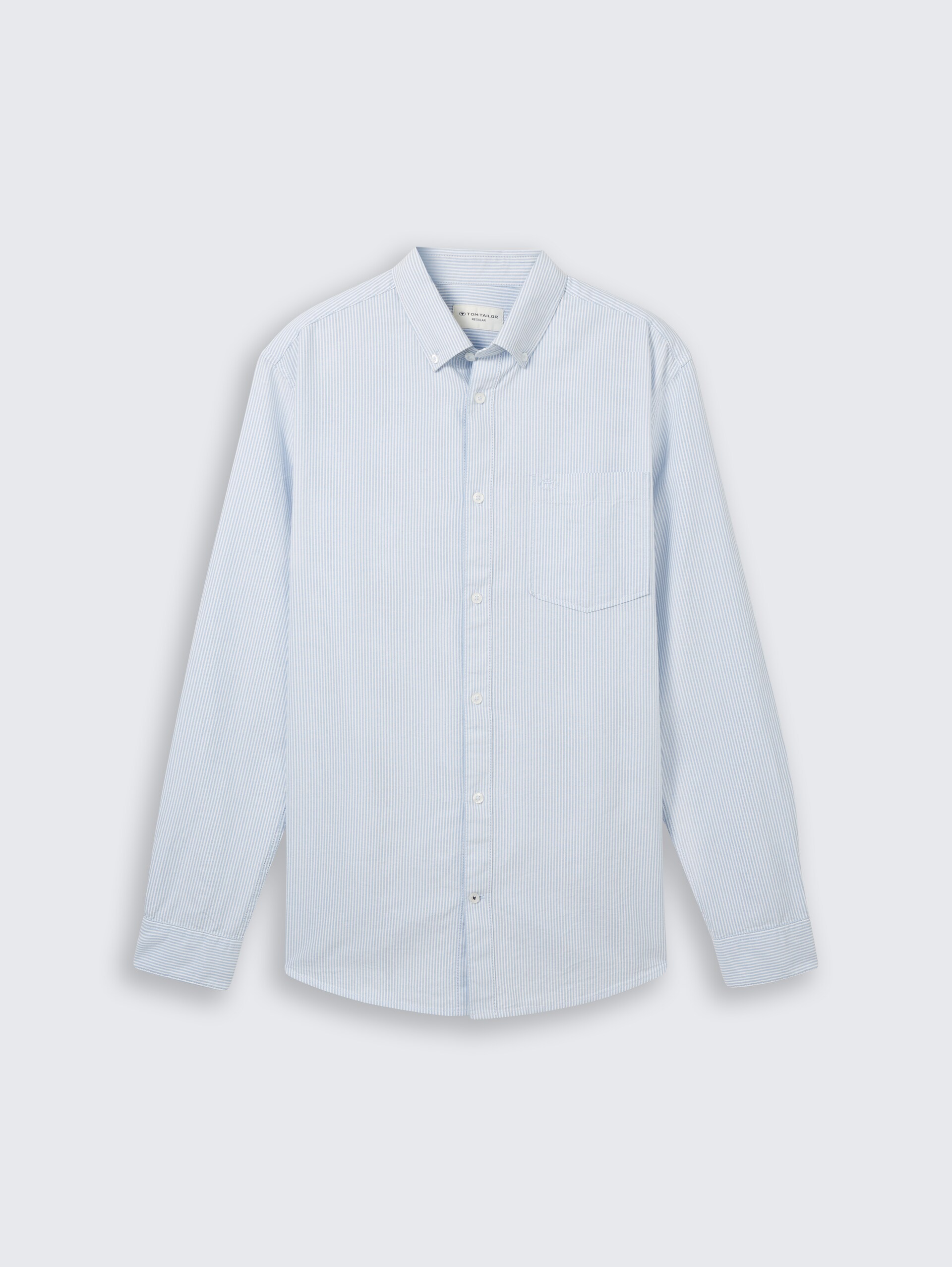 Regular Fit Hemd mit Brusttasche - white light blue stripe - Vorder-Produkt-Ansicht