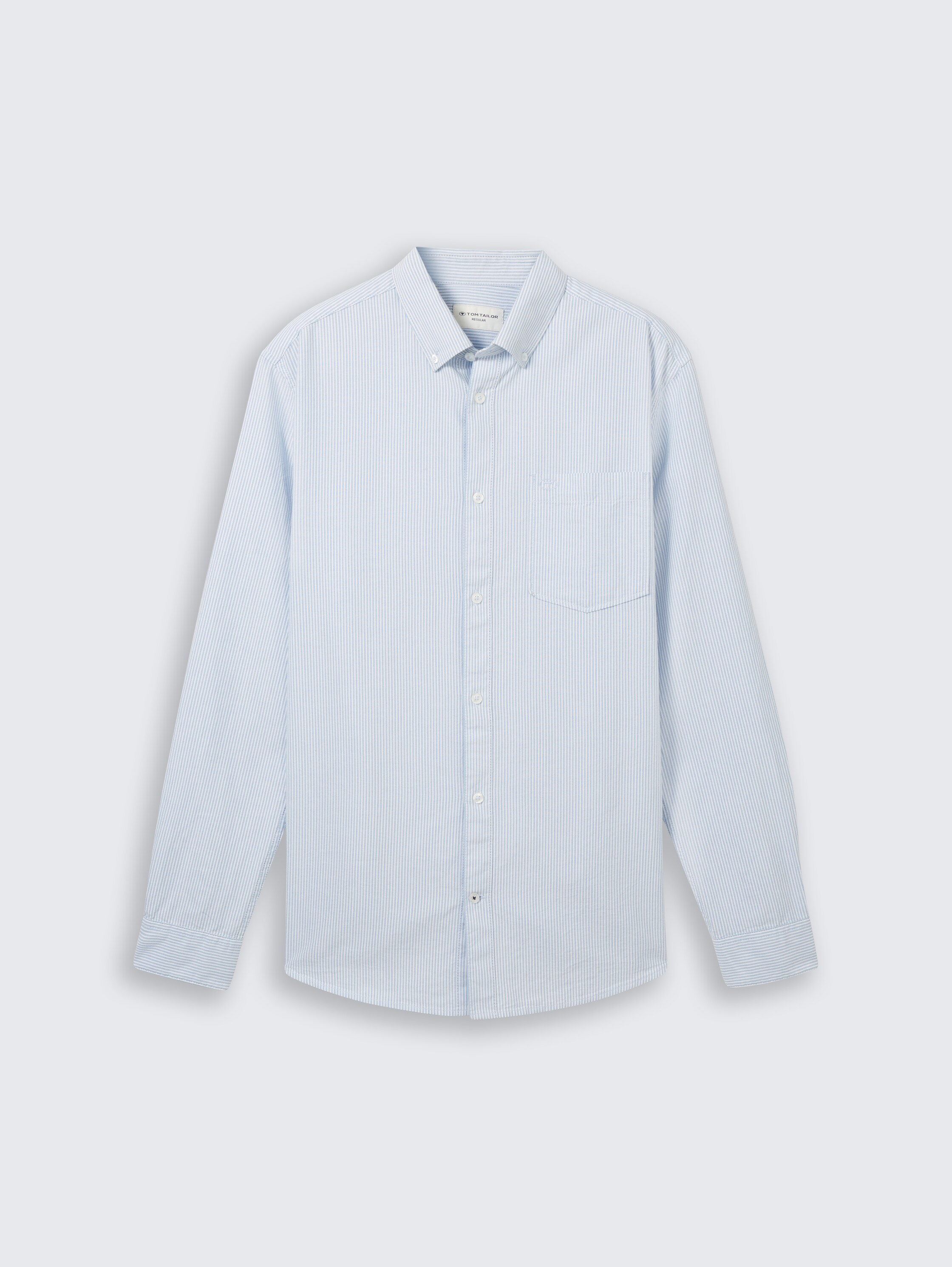 Regular fit overhemd met borstzak - white_light_blue_stripe - 