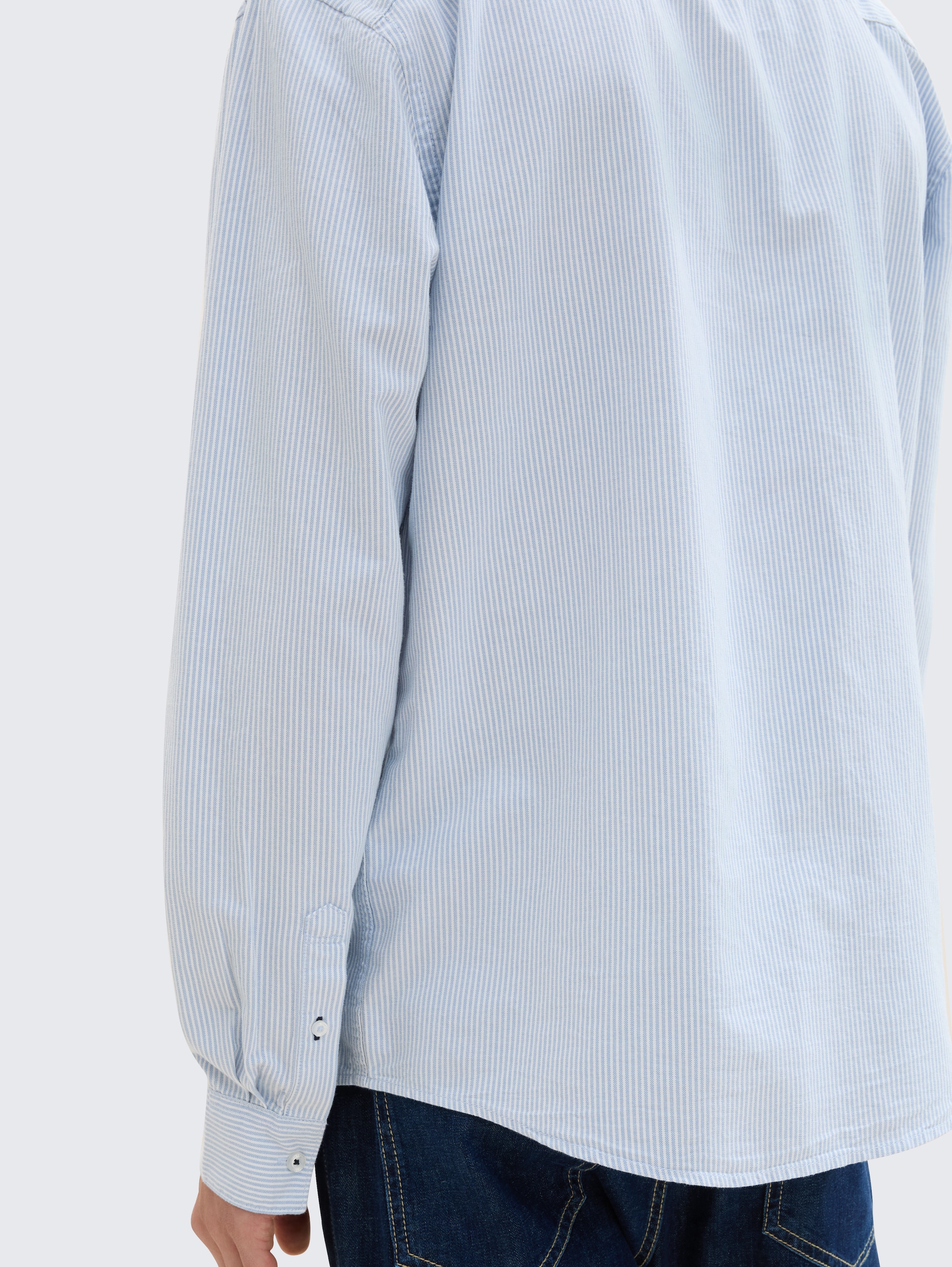 Regular fit overhemd met borstzak - white_light_blue_stripe - 