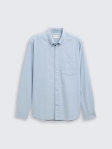 Regular fit shirt with breast pocket - light blue white chambray - Front product view