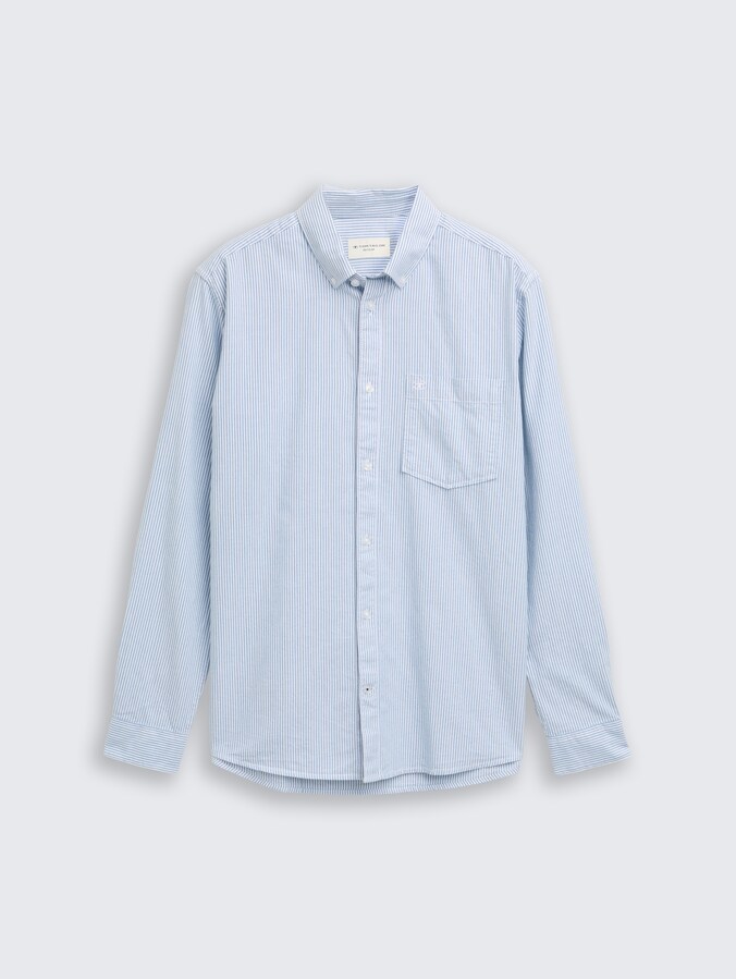 Chemise coupe classique avec poche poitrine par Men, blue petrol stripe