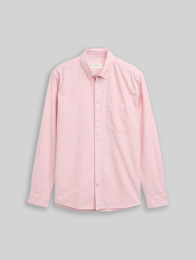 Regular-fit shirt with a breast pocket by Men, chilli orange stripe