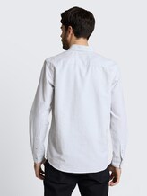 Regular fit shirt with breast pocket - greyish green stripe - Neckline model-back view