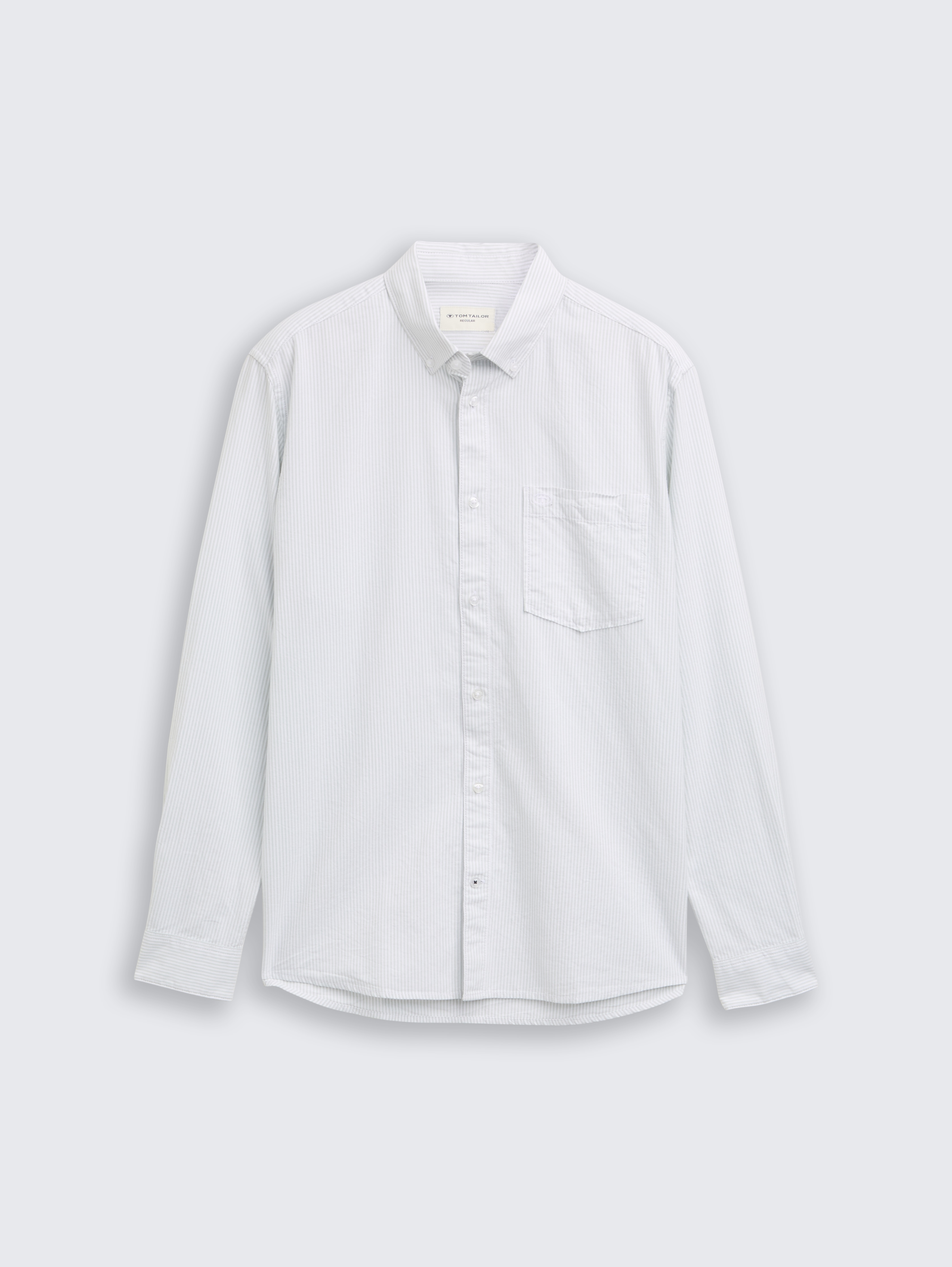 Regular Fit Hemd mit Brusttasche von Men, greyish green stripe