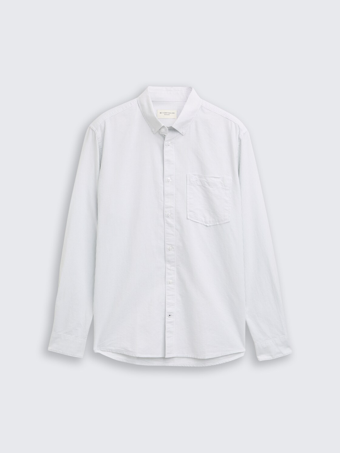 Regular Fit Hemd mit Brusttasche - greyish green stripe - Vorder-Produkt-Ansicht