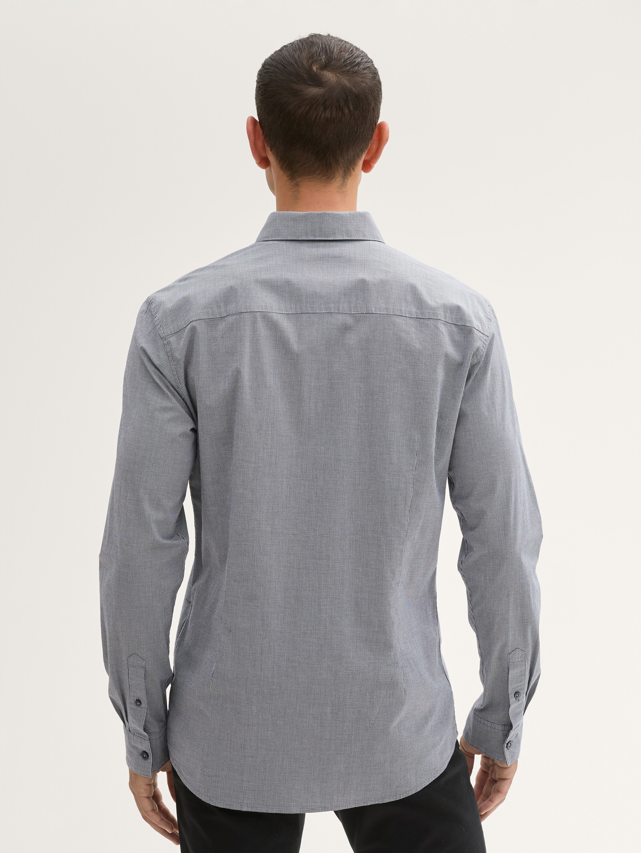 Overhemd met stretch - navy_white_fine_check - 