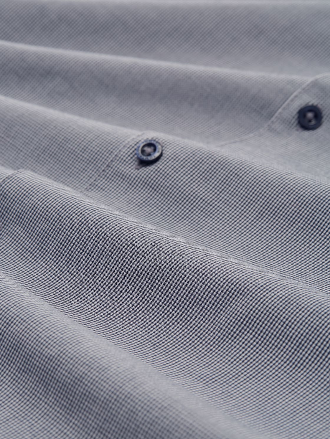 Hemd mit Stretch - navy white fine check - Material-Ansicht