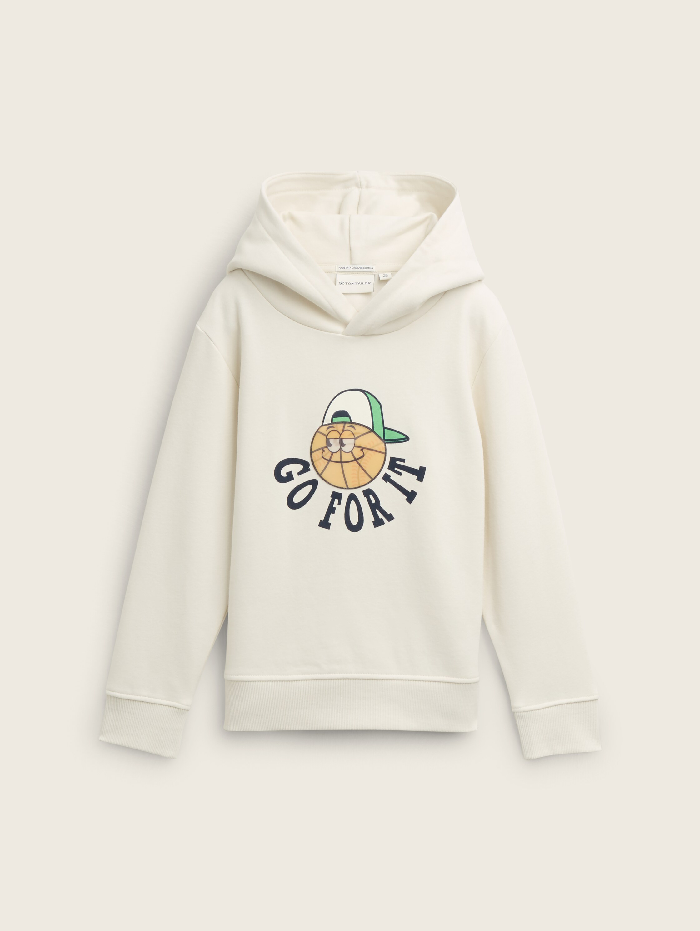 Sporty Hoodie Sweatshirt mit Bio-Baumwolle - greyish_white - 