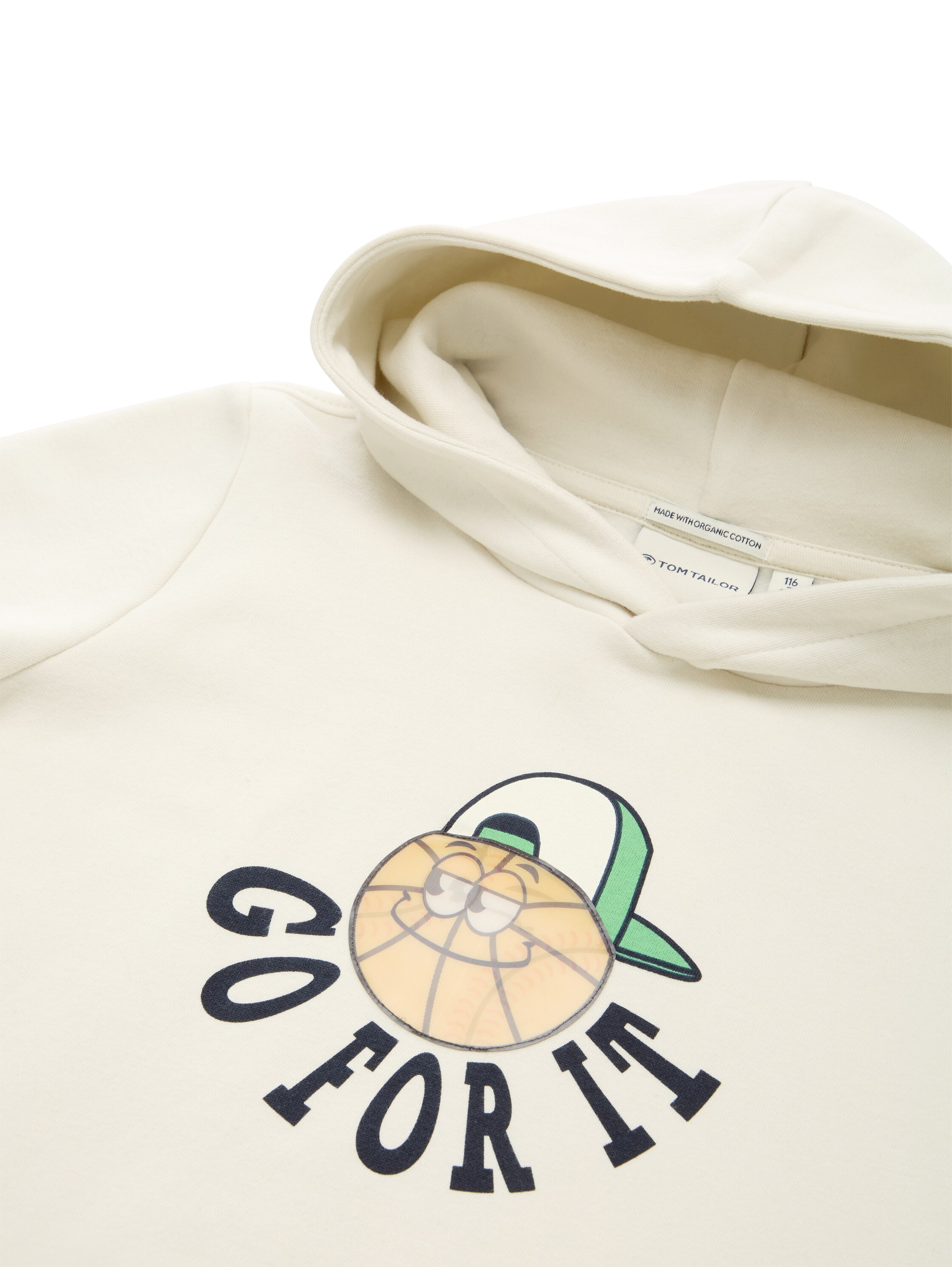 Sporty Hoodie Sweatshirt mit Bio-Baumwolle - greyish_white - 