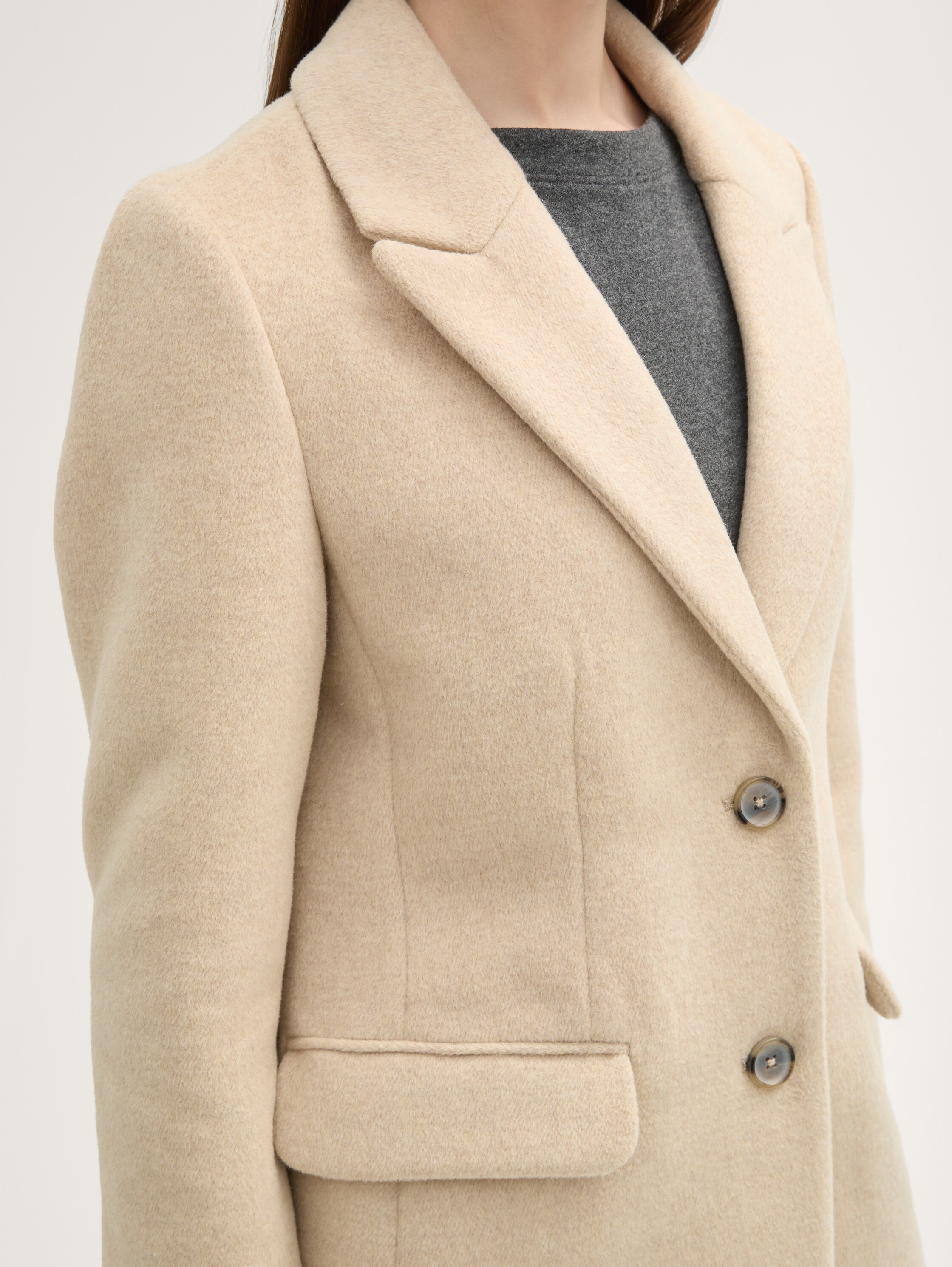 Mantel mit recycelter Wolle - light_camel_melange - 