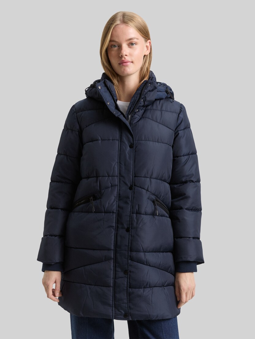 Puffer coat with a removable hood by Denim Female, Sky Captain Blue