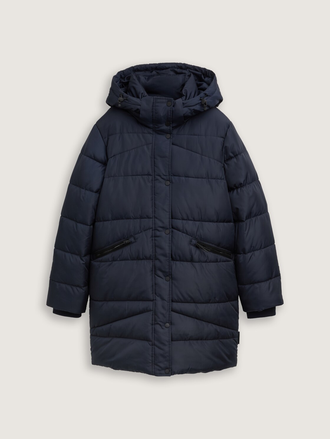 Puffermantel mit abnehmbarer Kapuze - Sky Captain Blue - Vorder-Produkt-Ansicht