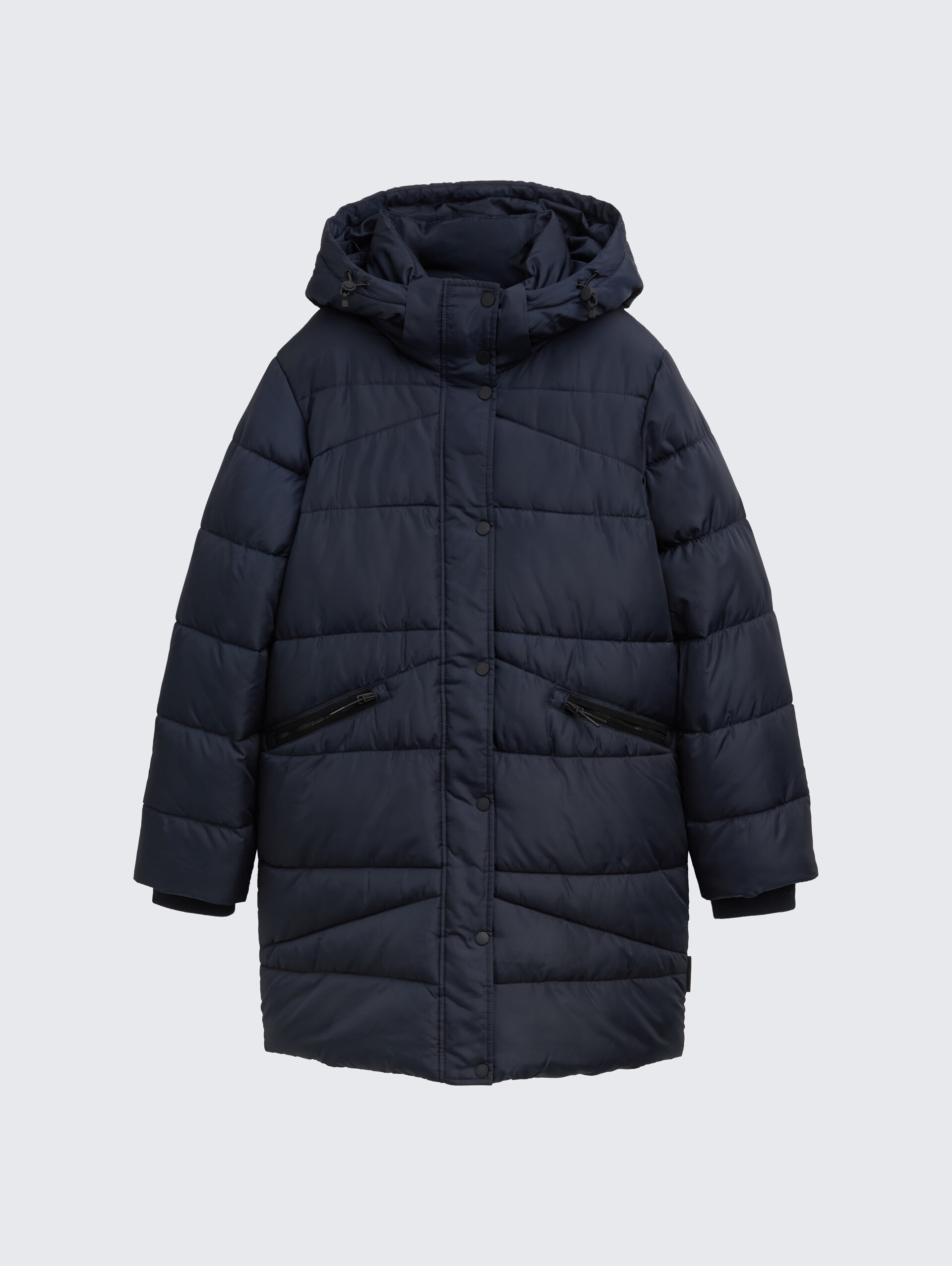 Puffermantel mit abnehmbarer Kapuze - Sky Captain Blue - Vorder-Produkt-Ansicht
